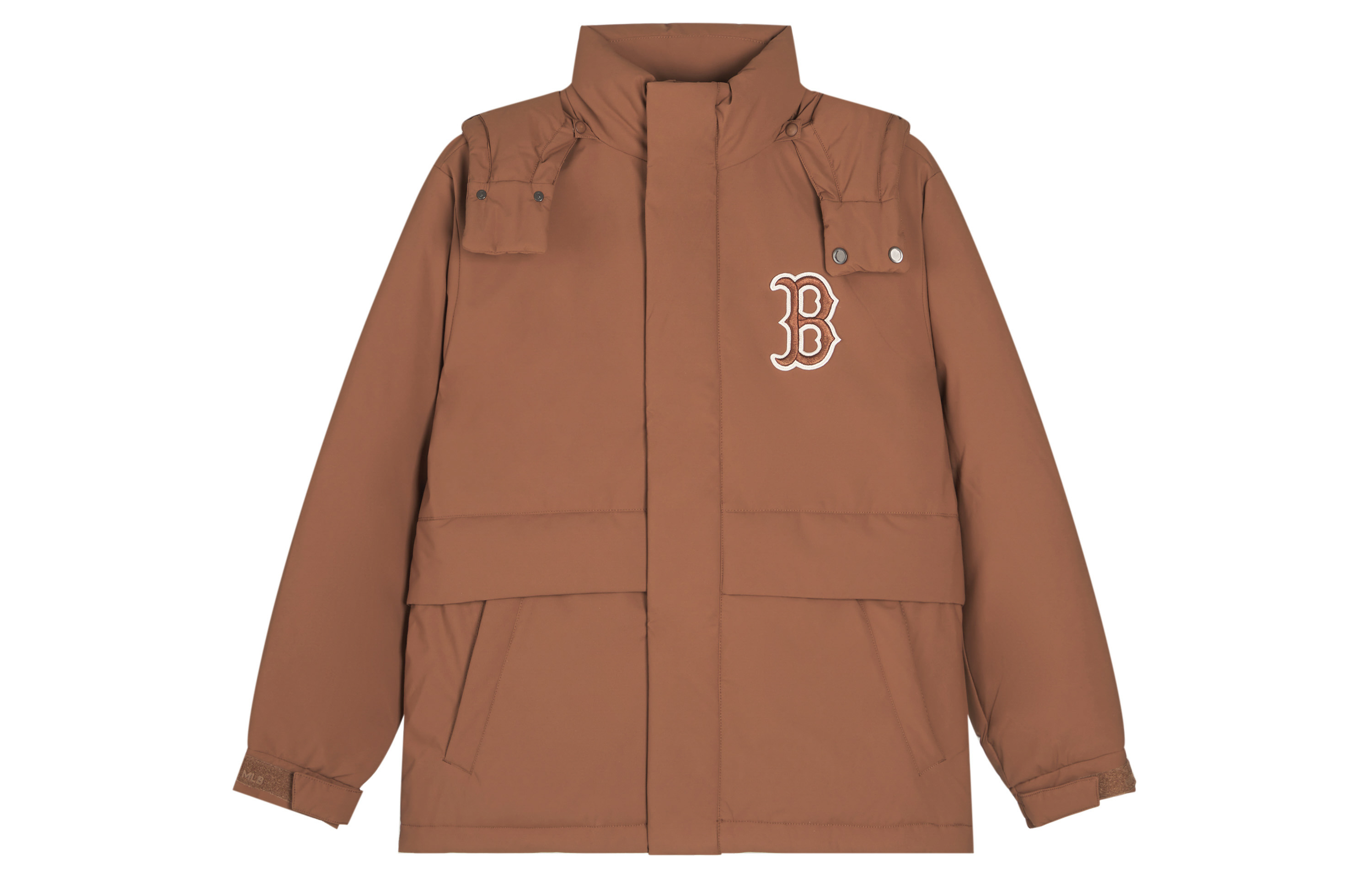 Order MLB波士頓紅襪FW24男女同款棕色可拆帽浣熊毛邊大衣 3ADJEC736-43BRS