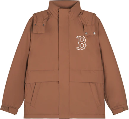 MLB波士頓紅襪FW24男女同款棕色可拆帽浣熊毛邊大衣 3ADJEC736-43BRS Order MLB波士頓紅襪FW24男女同款棕色可拆帽浣熊毛邊大衣 3ADJEC736-43BRS