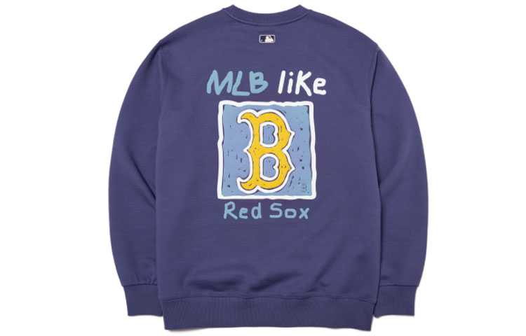 MLB Boston Red Sox Graffiti Print Crewneck Sweatshirt Unisex Deep Purple 3AMTL0414-43NYL