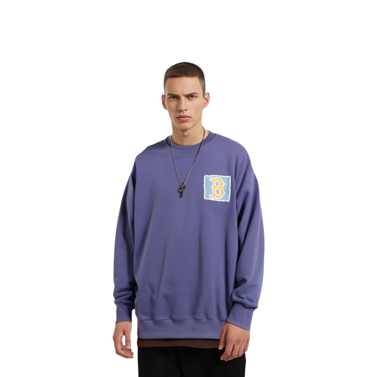 MLB Boston Red Sox Graffiti Print Crewneck Sweatshirt Unisex Deep Purple 3AMTL0414-43NYL 圖 4