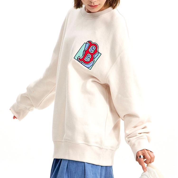 Purchase MLB波士頓紅襪圖案印花米色中性長袖圓領衛衣 3AMTL0426-43BGL