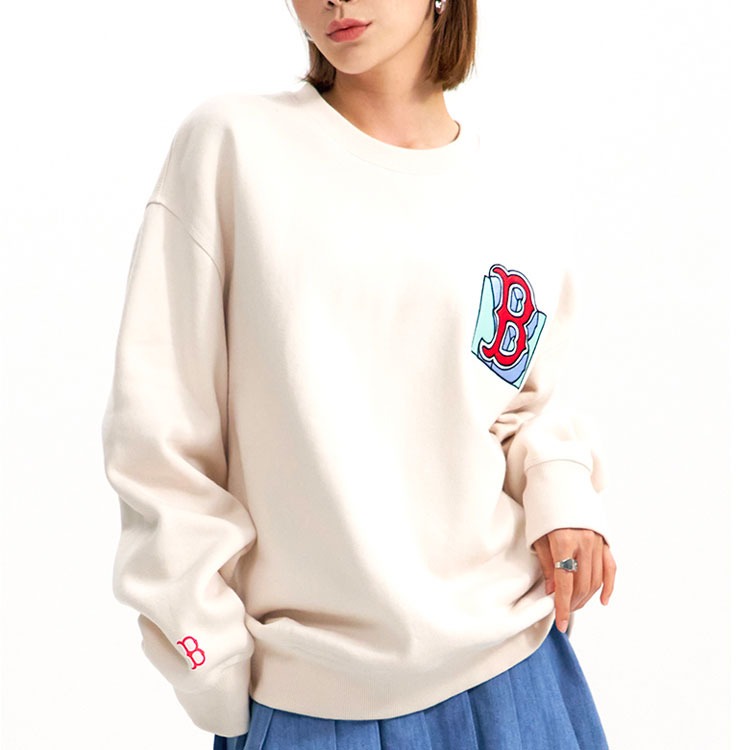 Details for MLB波士頓紅襪圖案印花米色中性長袖圓領衛衣 3AMTL0426-43BGL