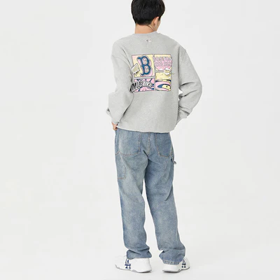 MLB波士頓紅襪圖案印花灰色長袖圓領男女款休閒衫 3AMTL0426-43MGS Shop MLB波士頓紅襪圖案印花灰色長袖圓領男女款休閒衫 3AMTL0426-43MGS