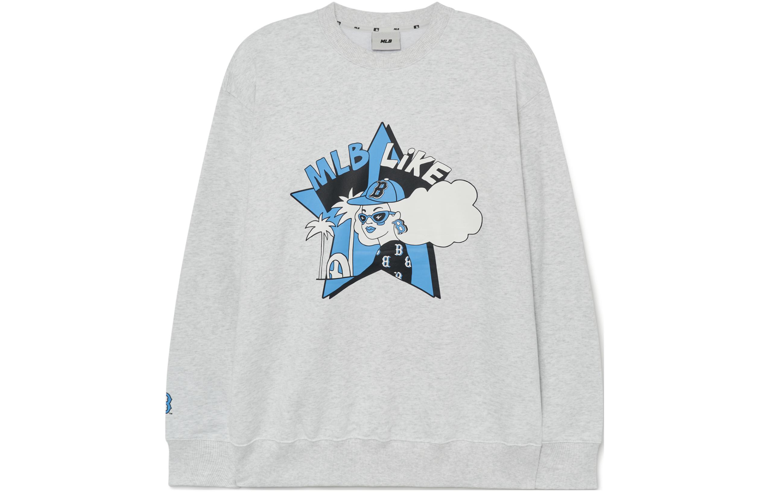 MLB Boston Red Sox Graphic Print Retro Pullover Sweatshirt Unisex Grey 3AMTL0231-43MGL