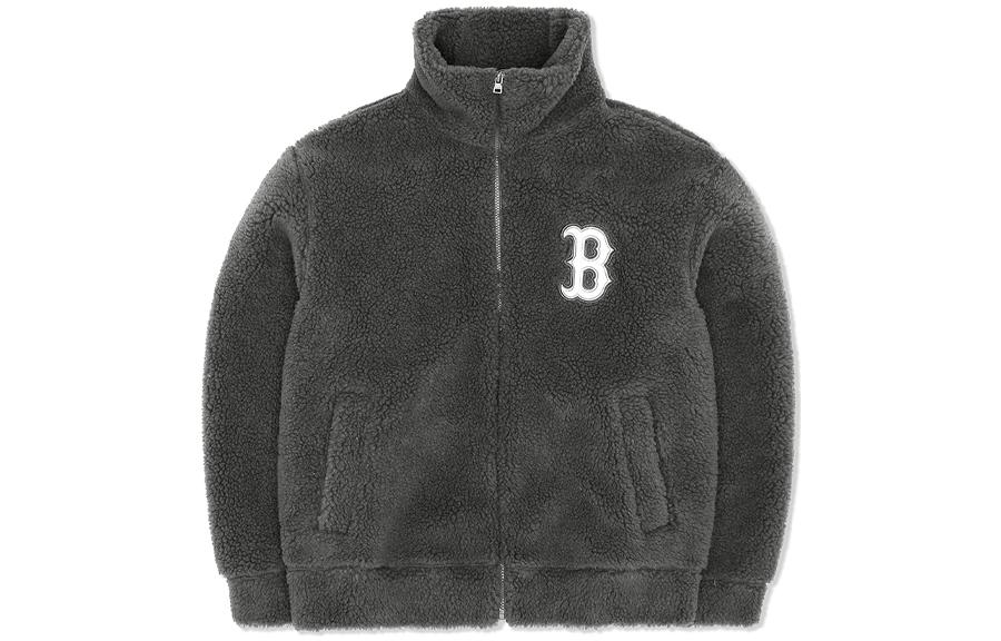 MLB Boston Red Sox Grey Embroidered Logo Polo Collar Jacket Unisex 3AFDEC126-43MGS