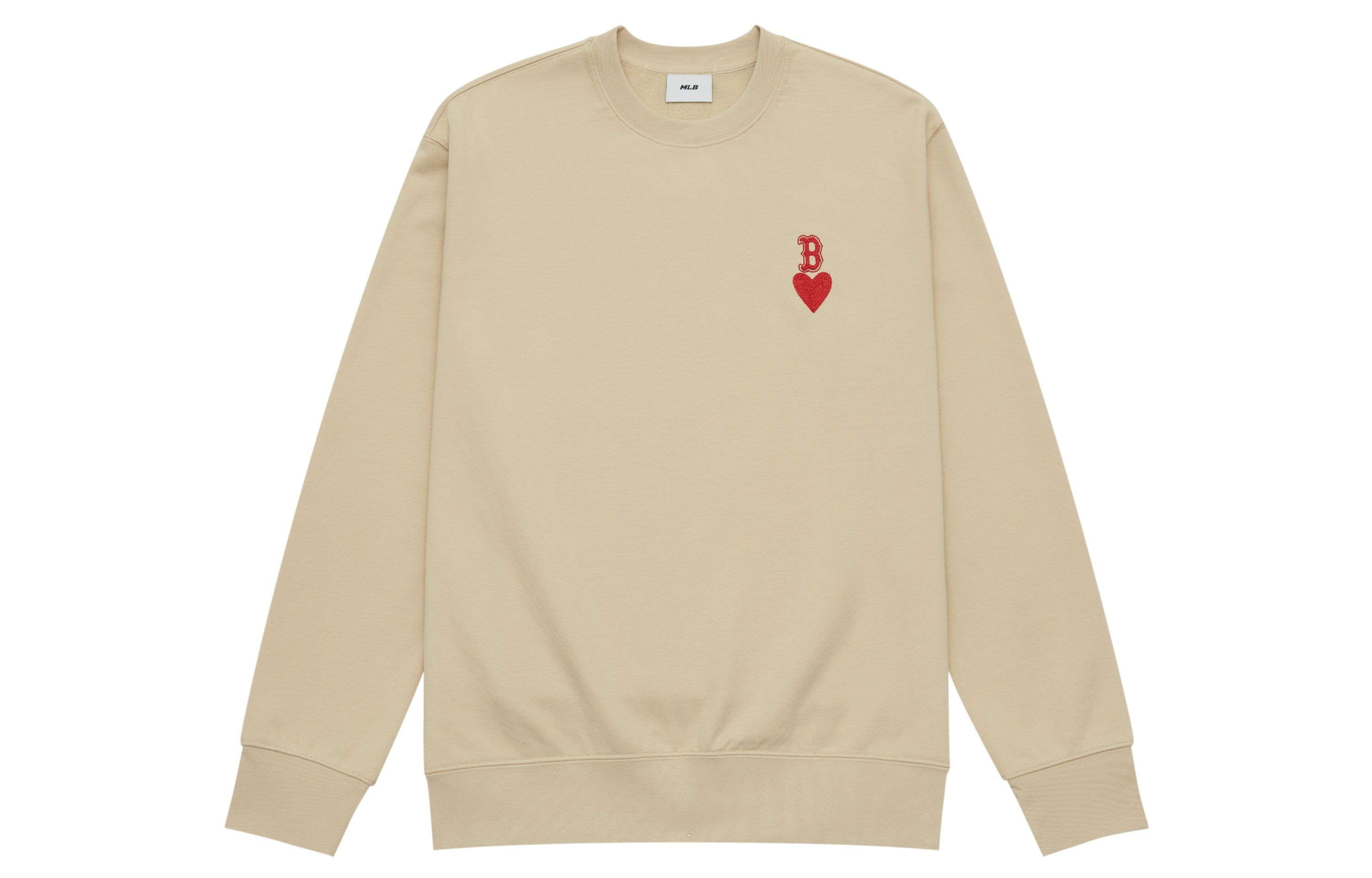MLB Boston Red Sox Heart Series 24FW Vintage Beige Pullover Sweatshirt-Unisex 3AMTH9144-43BGL
