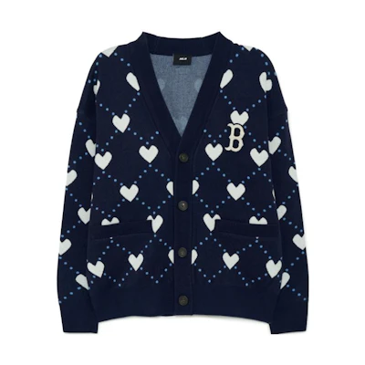 MLB Boston Red Sox Heart V-Neck Oversized Knit Sweater Unisex - Blue. 3AKCH0134-43NYD