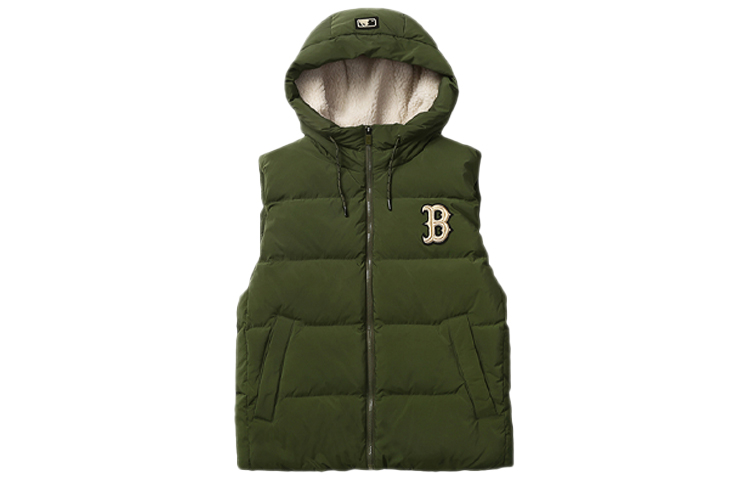 MLB Boston Red Sox Hooded Down Vest Jacket Winter Unisex Army Green 31DV02061-43K 圖 2
