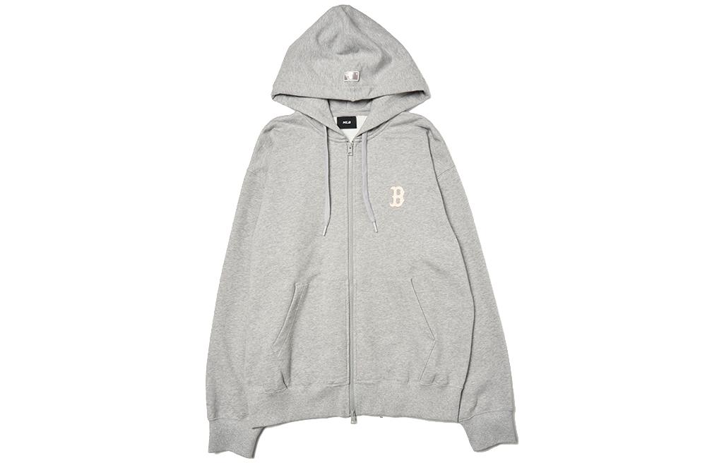 MLB Boston Red Sox Letter Logo Zip-Up Cardigan Hoodie Unisex Grey 3ATRB0134-43MGD