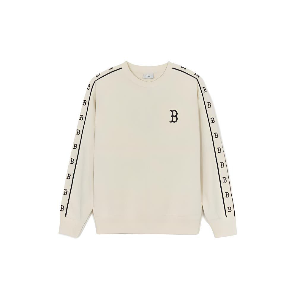 MLB Boston Red Sox Letter Print Crewneck Retro Sweatshirt Unisex Deep Cream Color 3AMTM0644-43CRD 圖 2