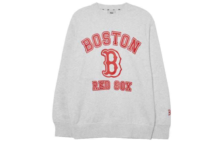 MLB Boston Red Sox Letter Print Crewneck Sweatshirt Unisex Grey 3AMTV0131-43MGL