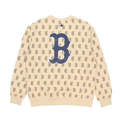 MLB Boston Red Sox Letter Print Pullover Retro Beige Sweatshirt Unisex 3AMTM0614-43BGS