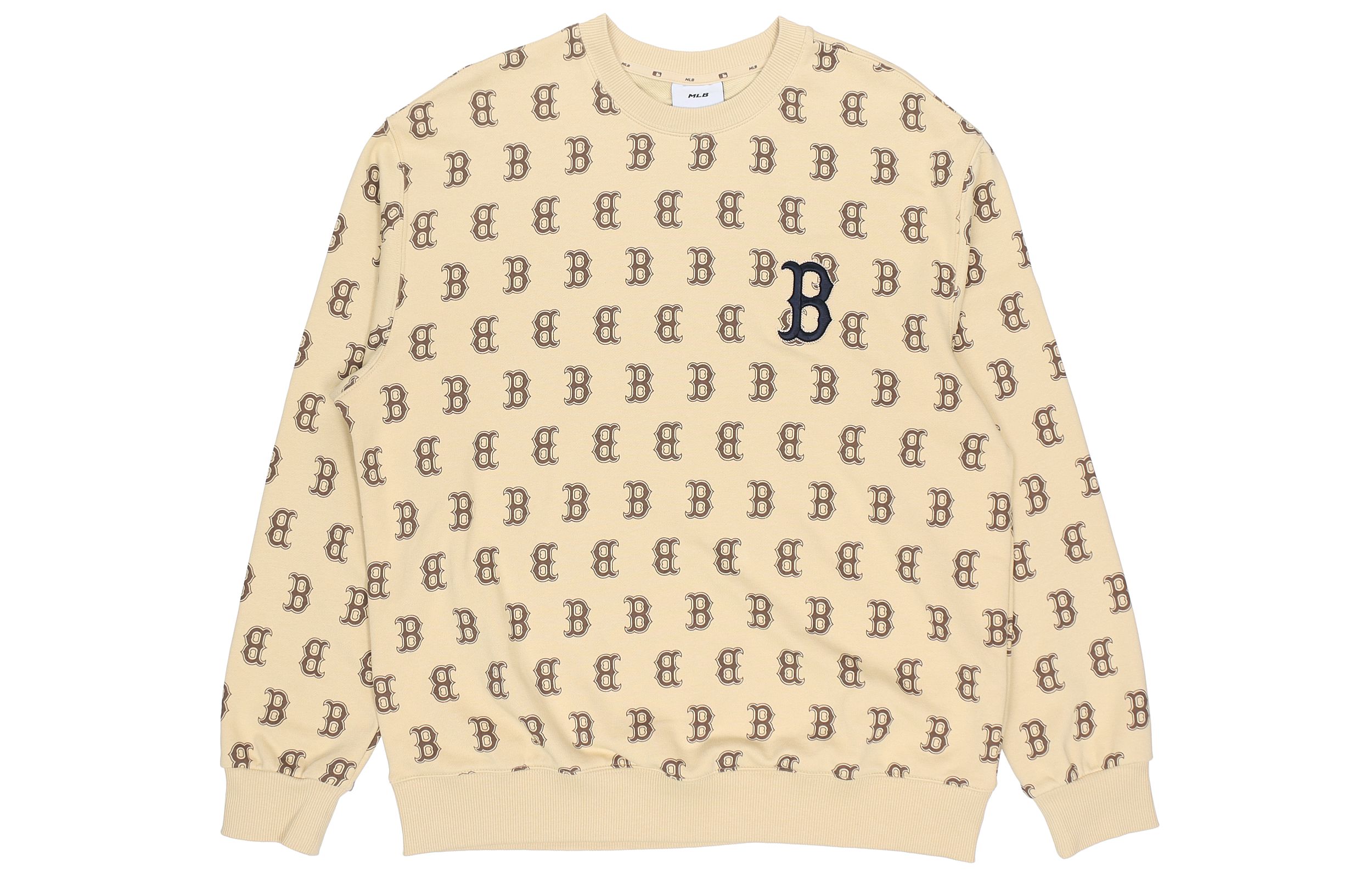 MLB Boston Red Sox Letter Print Pullover Retro Beige Sweatshirt Unisex 3AMTM0614-43BGS 圖 3