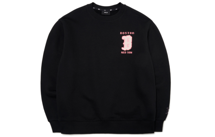 MLB Boston Red Sox Letter Print Pullover Sweatshirt Unisex Black 3AMTX0214-43BKS
