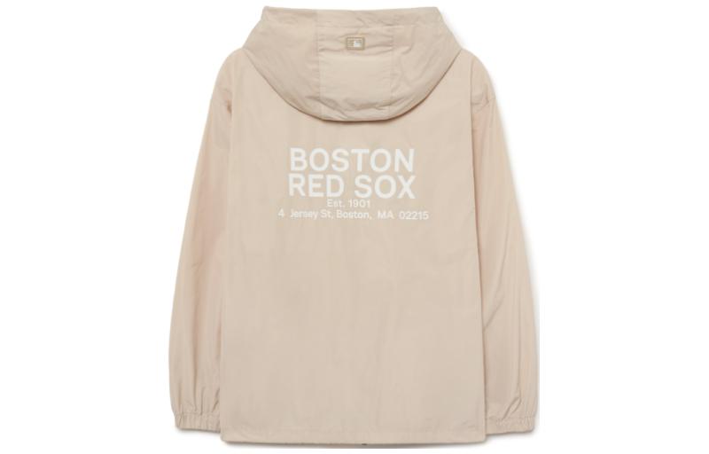 Order MLB 波士頓紅襪印花拉鍊連帽衫卡其色男女休閒衛衣 3AWJB0731-43BGL