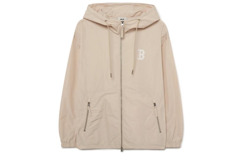 Lookbook MLB 波士頓紅襪印花拉鍊連帽衫卡其色男女休閒衛衣 3AWJB0731-43BGL