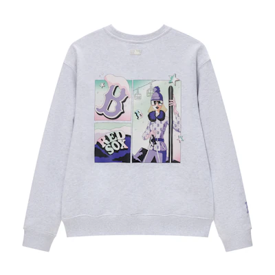 MLB Boston Red Sox LIKE Series 24FW Graphic Crewneck Sweatshirt Light Grey Unisex 3AMTL0134-43MGL