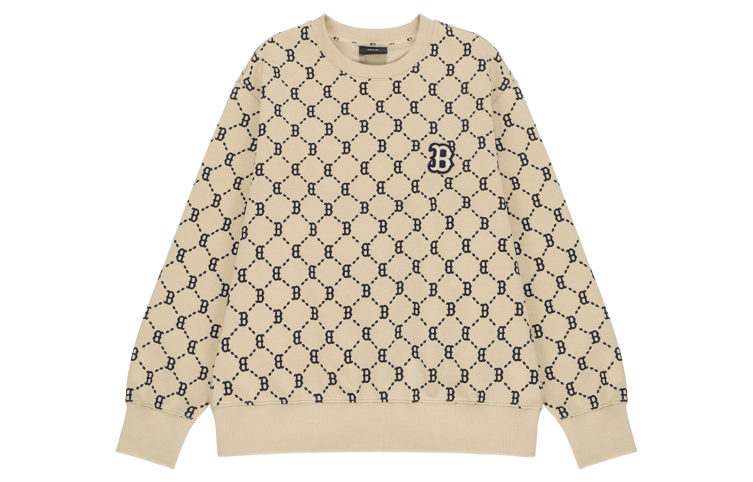 MLB Boston Red Sox Logo All-Over Crewneck Sweatshirt Beige Unisex Fall Edition 3AMTM0421-43BGS 圖 2