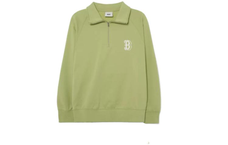 MLB Boston Red Sox Logo Embroidered Half-Zip Polo Sweatshirt Olive Unisex 3AMTB0331-43OLL