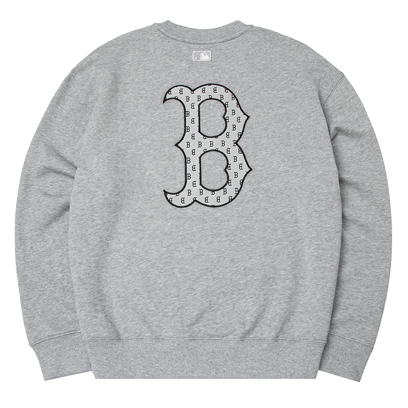 MLB Boston Red Sox Logo Embroidered Pullover Sweatshirt Unisex Gray 3AMTM0341-43MGS
