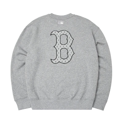MLB Boston Red Sox Logo Embroidered Pullover Sweatshirt Unisex Gray 3AMTM0341-43MGS