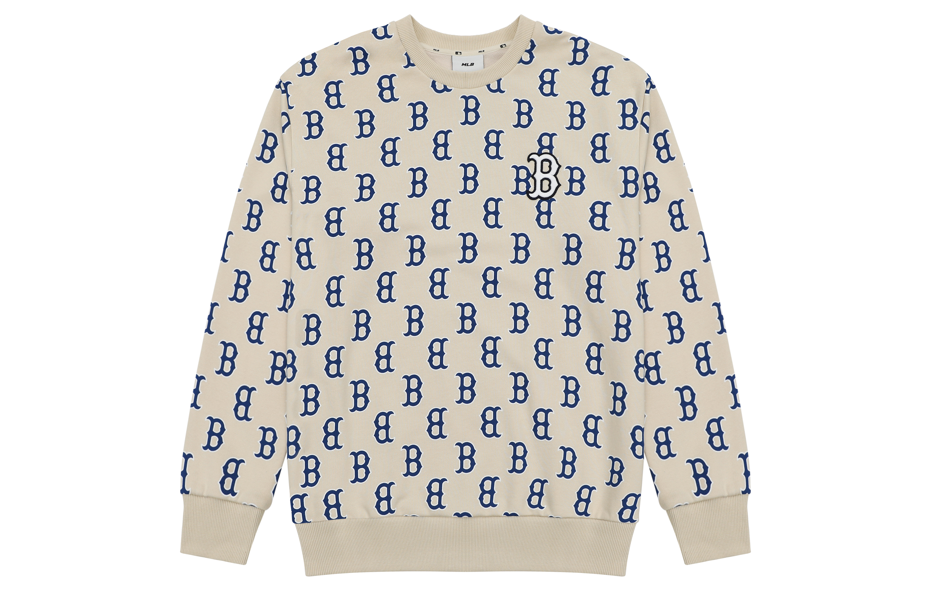 MLB Boston Red Sox Logo Graffiti Crewneck Casual Sweatshirt Beige Unisex 3AMTM0231-43BGL