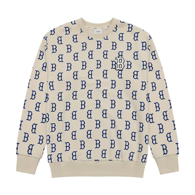 MLB Boston Red Sox Logo Graffiti Crewneck Casual Sweatshirt Beige Unisex 3AMTM0231-43BGL