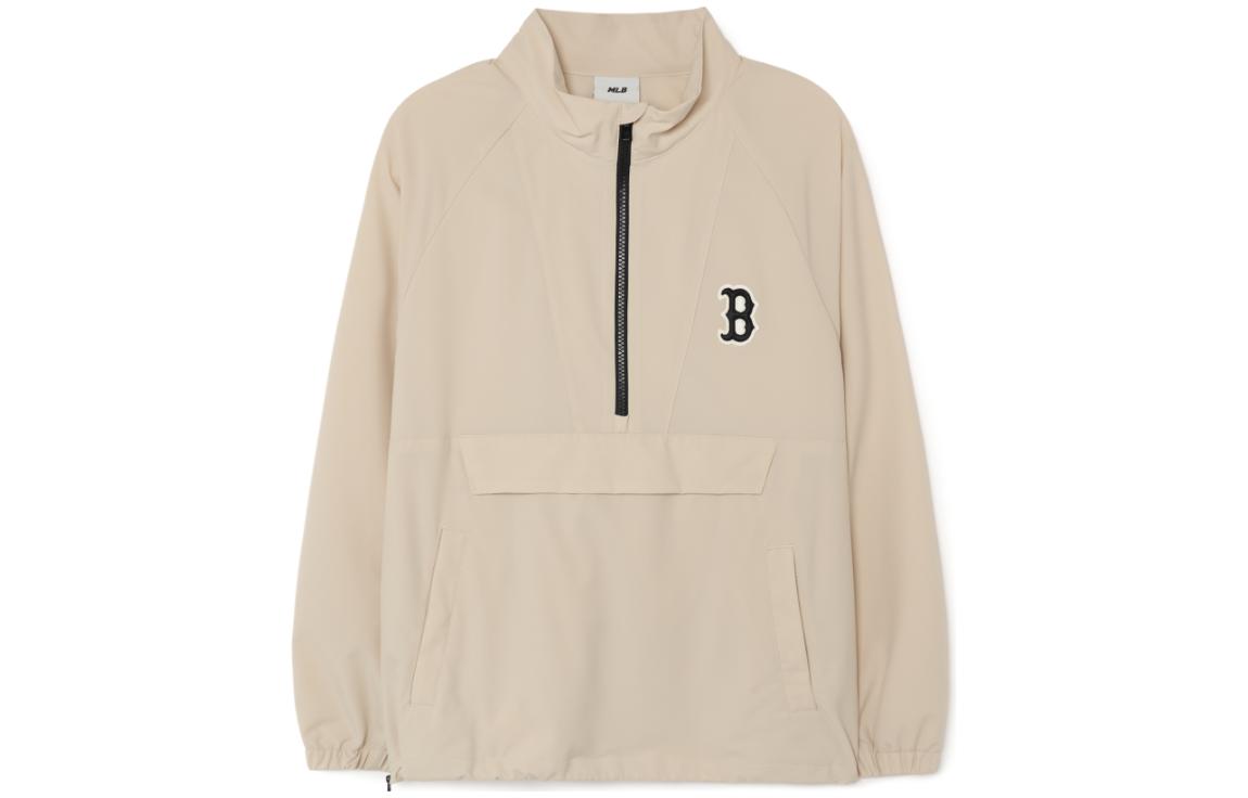 MLB Boston Red Sox Logo Half-Zip Sweatshirt Unisex Beige 3AWJB0231-43BGL