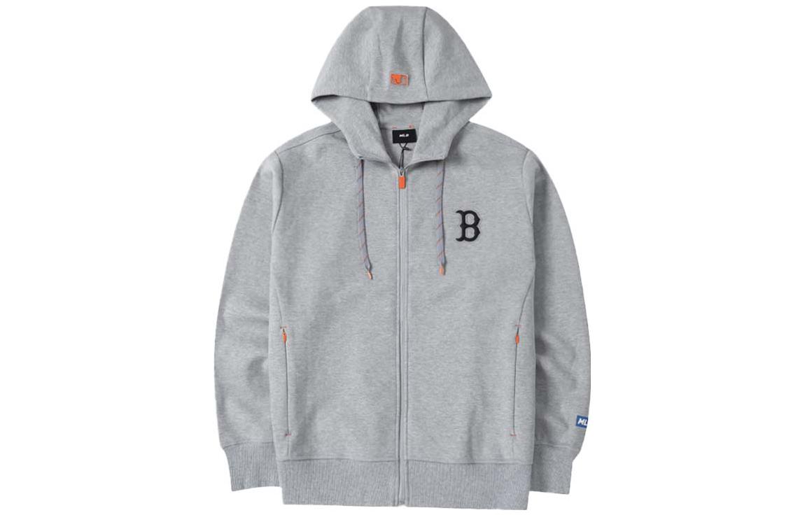 MLB Boston Red Sox Logo Letter Print Hoodie Unisex Grey 3LTRA0124-43MGD