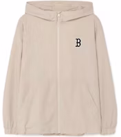 MLB Boston Red Sox Logo Patch Zip-Up Hoodie Jacket Beige Unisex 3AWJB0131-43BGL MLB Boston Red Sox Logo Patch Zip-Up Hoodie Jacket Beige Unisex 3AWJB0131-43BGL