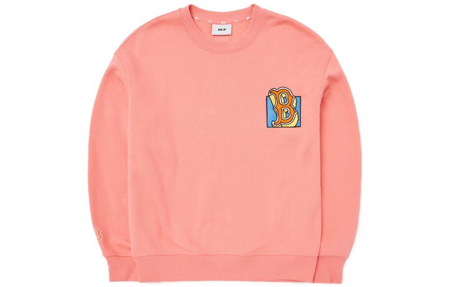 MLB Boston Red Sox Logo Print Pink Crewneck Fleece Sweatshirt Unisex 3AMTL0426-43COS