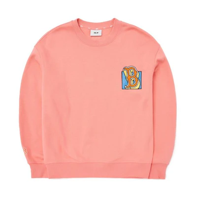 MLB Boston Red Sox Logo Print Pink Crewneck Fleece Sweatshirt Unisex 3AMTL0426-43COS