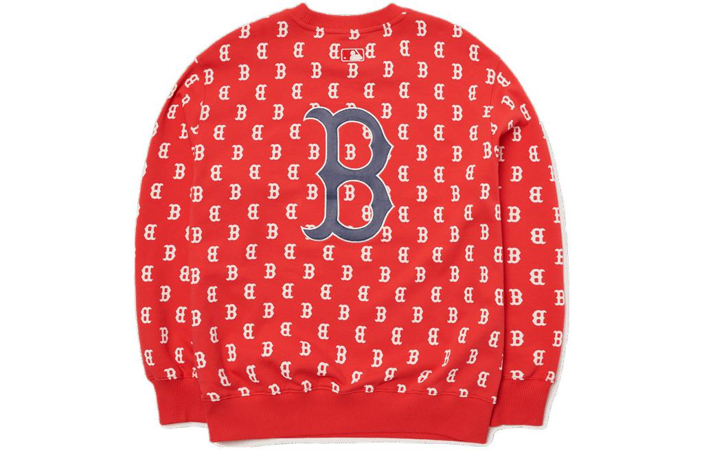 Lookbook MLB Boston Red Sox Logo Pullover Crewneck Sweatshirt Unisex - Red 3AMTM0221-43RDL