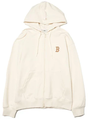 MLB波士顿红袜队Logo拉链开衫男女同款深米色毛衣 3ATRB0134-43CRS Buy MLB波士顿红袜队Logo拉链开衫男女同款深米色毛衣 3ATRB0134-43CRS