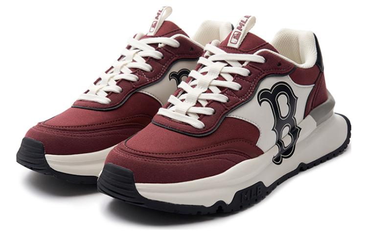 Lookbook MLB 波士頓紅襪隊 舒適 耐磨防滑 低幫 跑步鞋 男女同款 酒紅色