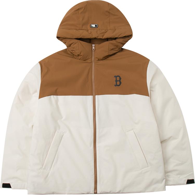 MLB Boston Red Sox Mega Logo Hooded Colorblock Jacket Unisex - Cream 3ADJB0646-43CRD