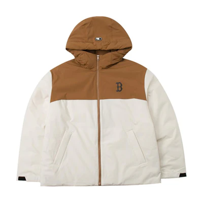 MLB Boston Red Sox Mega Logo Hooded Colorblock Jacket Unisex - Cream 3ADJB0646-43CRD