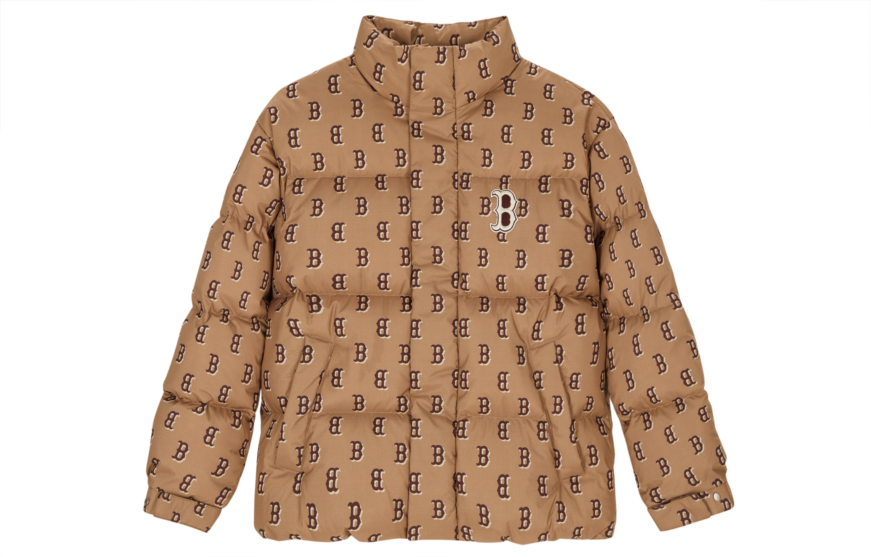 MLB Boston Red Sox Monogram Print Beige Down Jacket Unisex. 3ADJM0736-43CAL