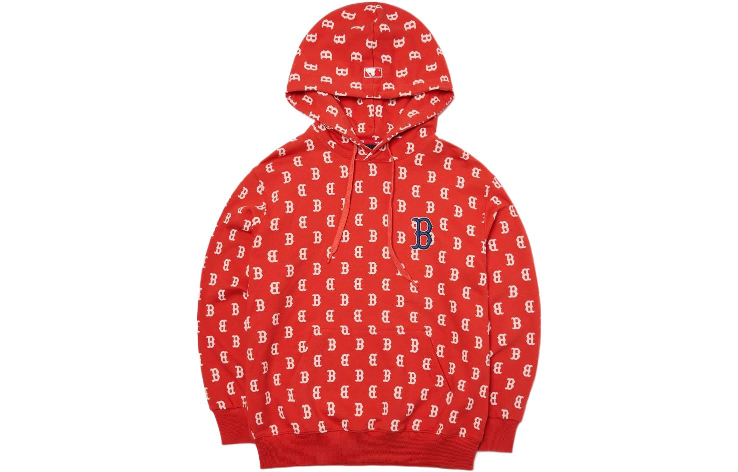 MLB Boston Red Sox Monogram Print Pullover Hoodie Unisex Red 3AHDM0221-43RDL