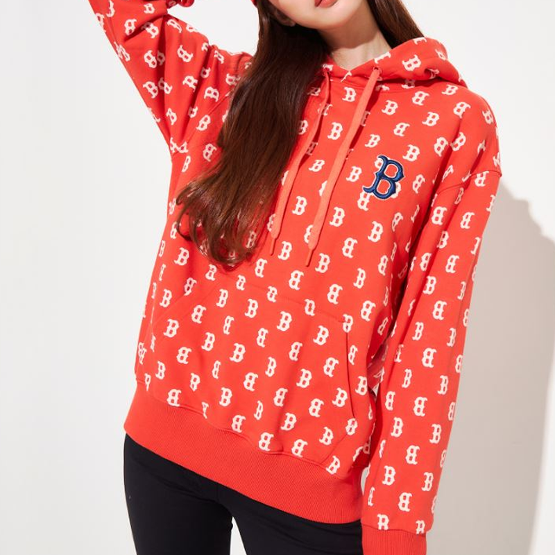 Purchase MLB 보스턴 레드삭스 모노그램 프린트 풀오버 후디 유니섹스 레드 3AHDM0221-43RDL