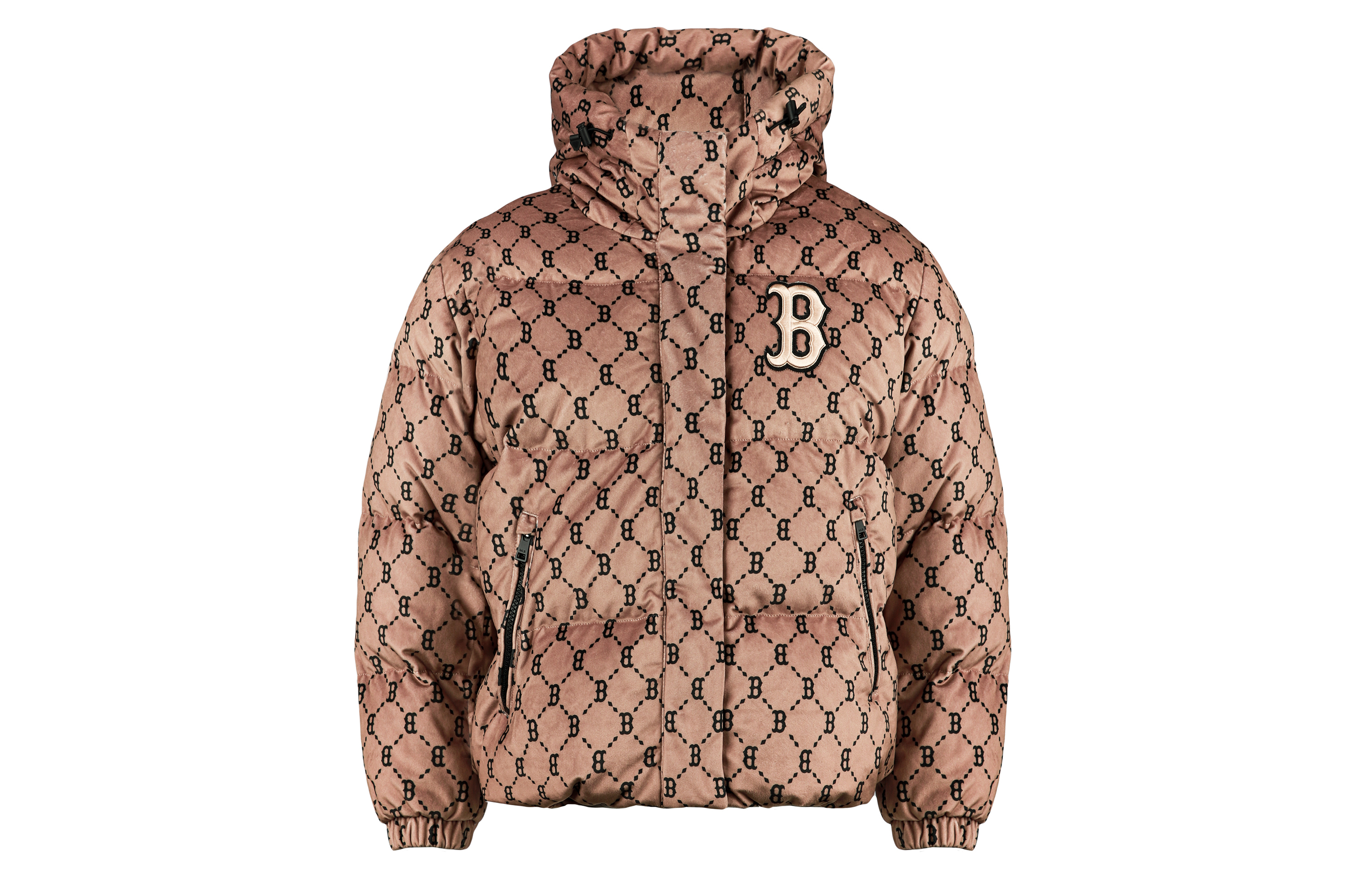 MLB Boston Red Sox Monogram Puffer Jacket Winter Short Unisex Light Brown. 3FDJM0216-43BGD