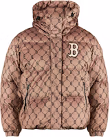MLB Boston Red Sox Monogram Puffer Jacket Winter Short Unisex Light Brown. 3FDJM0216-43BGD MLB Boston Red Sox Monogram Puffer Jacket Winter Short Unisex Light Brown. 3FDJM0216-43BGD