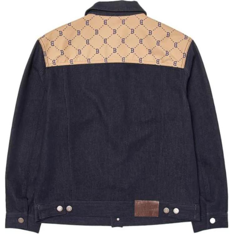MLB Boston Red Sox Navy Blue Denim Mixed Monogram Work Jacket Unisex 3ADKM0544-43NYD 圖 3