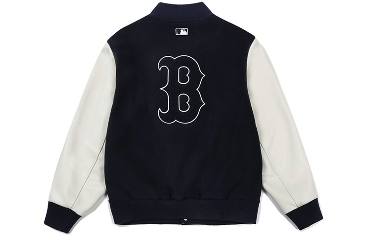 MLB Boston Red Sox Navy Letter Patch Baseball Jacket Unisex Back to School. 31JP06061-43N 圖 3