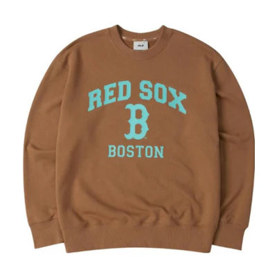 MLB Boston Red Sox Oversized Letter Crewneck Sweatshirt Unisex - Deep Beige 3AMTV0134-43BGD