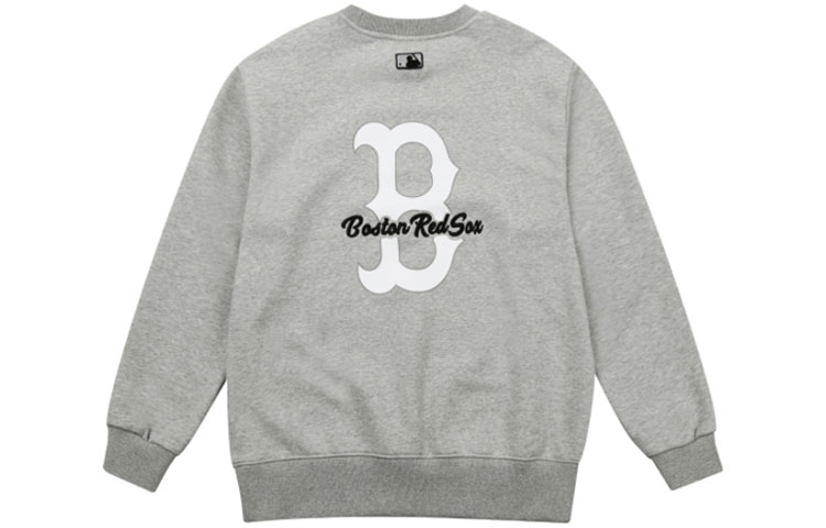 MLB Boston Red Sox Oversized Logo Embroidered Crewneck Sweatshirt Unisex Grey 31MT10111-43M