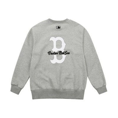 MLB Boston Red Sox Oversized Logo Embroidered Crewneck Sweatshirt Unisex Grey 31MT10111-43M