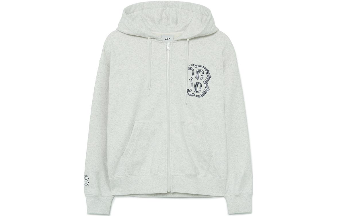 MLB Boston Red Sox Oversized Zip Hoodie Jacket Loose Fit Gray 3ATRB0334-43MGL 圖 2