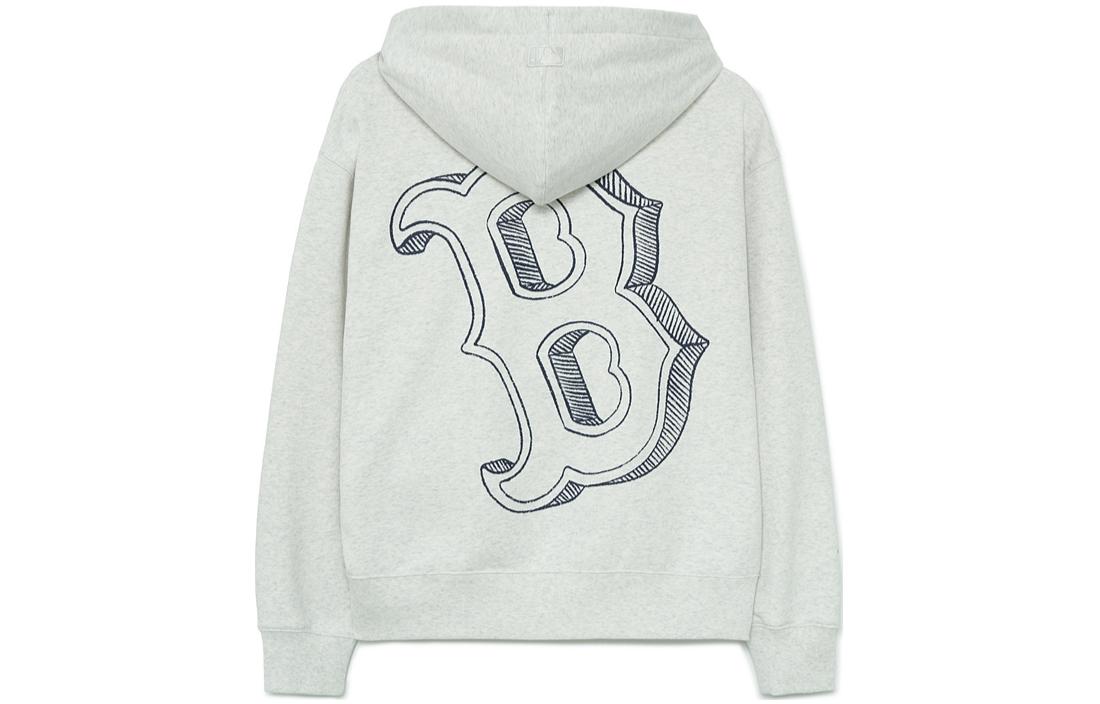MLB Boston Red Sox Oversized Zip Hoodie Jacket Loose Fit Gray 3ATRB0334-43MGL 圖 3