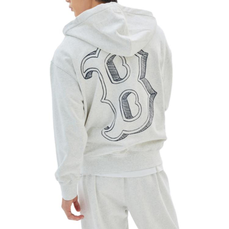 MLB Boston Red Sox Oversized Zip Hoodie Jacket Loose Fit Gray 3ATRB0334-43MGL 圖 5